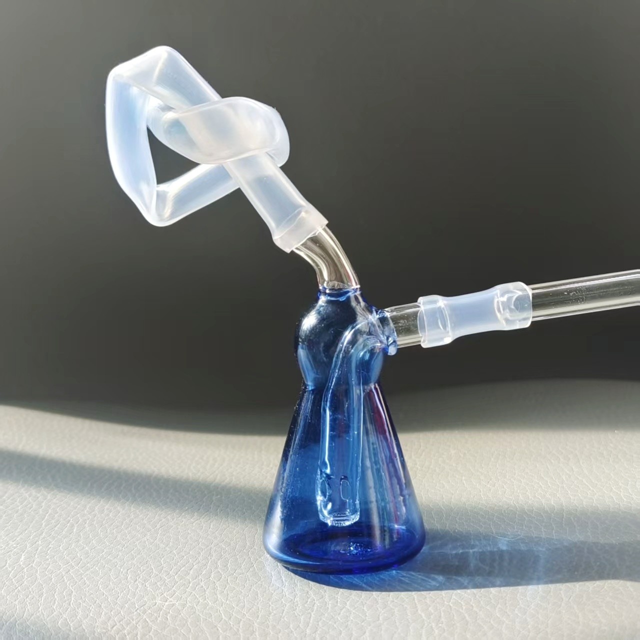 7cm MINI Blue Glass Bong Pyrex Hookah Water Pipe Shisha Smoking Bubbler W/Bowl