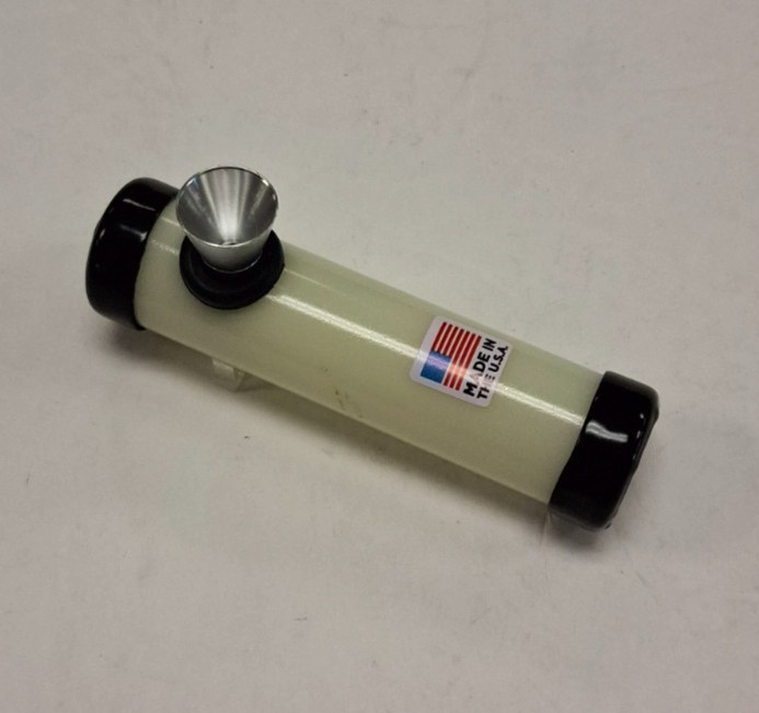4&Prime; PLASTIC ROUND STEAMROLLER METAL BOWL TOBACCO SMOKE HANDPIPE GLOW IN DARK 1&Prime;M