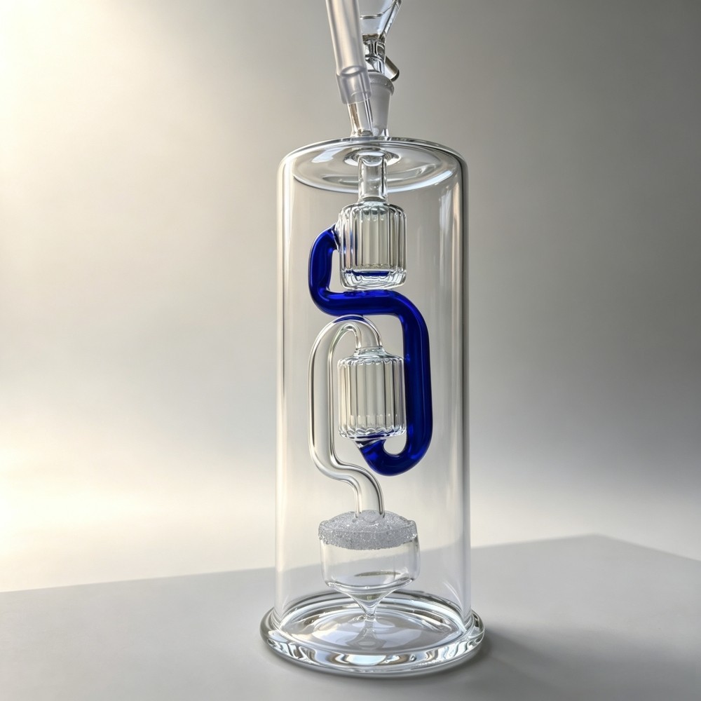 6.5 » Frosted Showerhead Diffuser Glass Water Pipe Recycler Bubbler Mini Bong