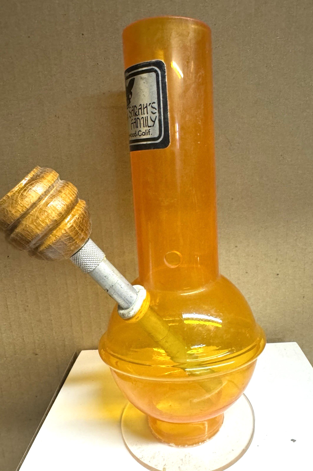 Vintage Unused Sarahs Family Orange tobacco Bong Unused