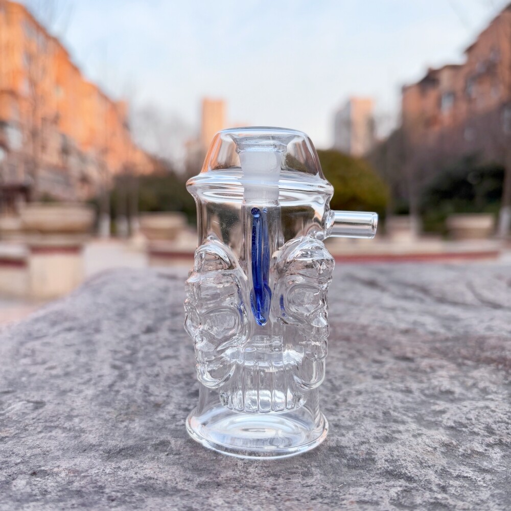 3.5 » Skull Bubbler Glass Bong Pyrex Hookah Smoking Water Pipe Shisha+Tube &Bowl