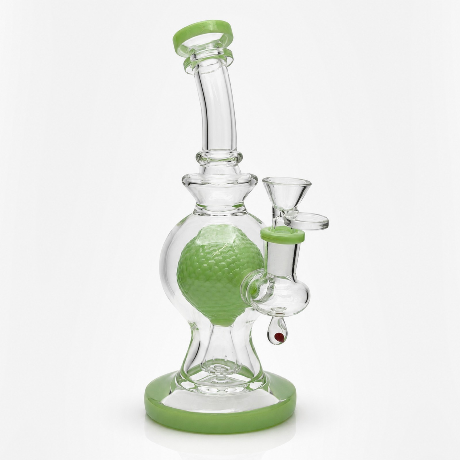 8&Prime; Green Crystal Ball Showerhead Perc Glass Bong Water Pipe Smoking 14mm Bowl