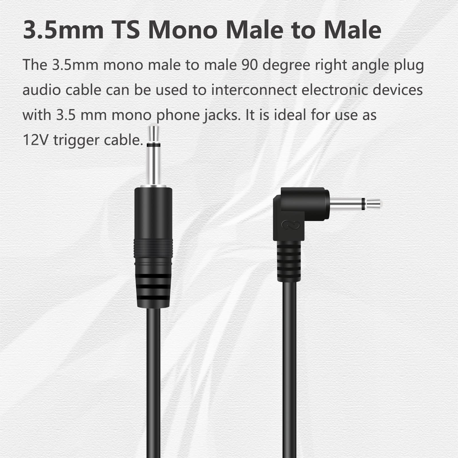 2 Pack 3.5mm 1/8&Prime; Male TS Mono Plug to 90 Degree Right Angle 3.5mm Male Mono …