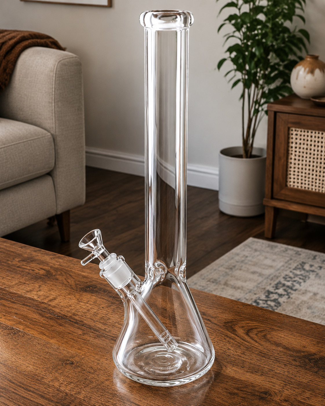 16&Prime; 9mm Thick Heavy Glass Beaker Bong Water Pipe Smoking Tobacco 14mmBowl Screen