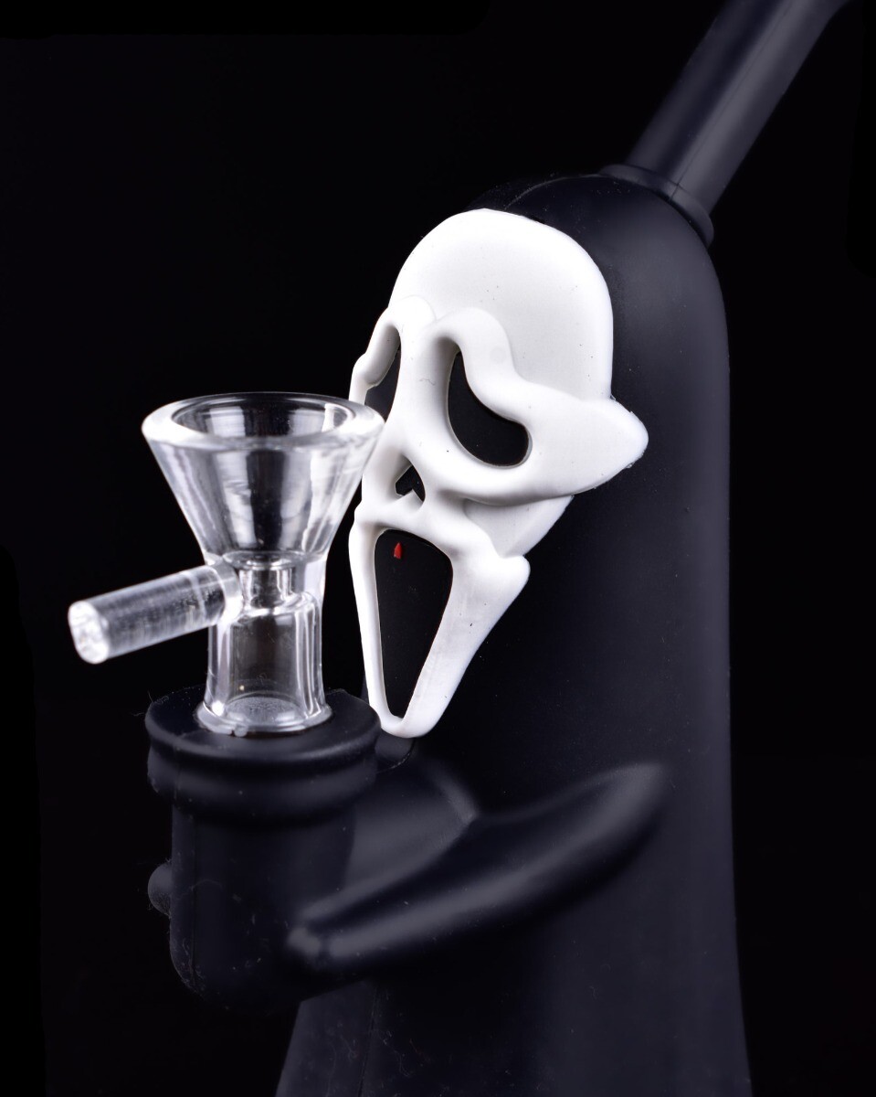 GRIM RIPPER Bong Hybrid Silicone BONG Glass Water Pipe COOL Hookah BLACK *USA*