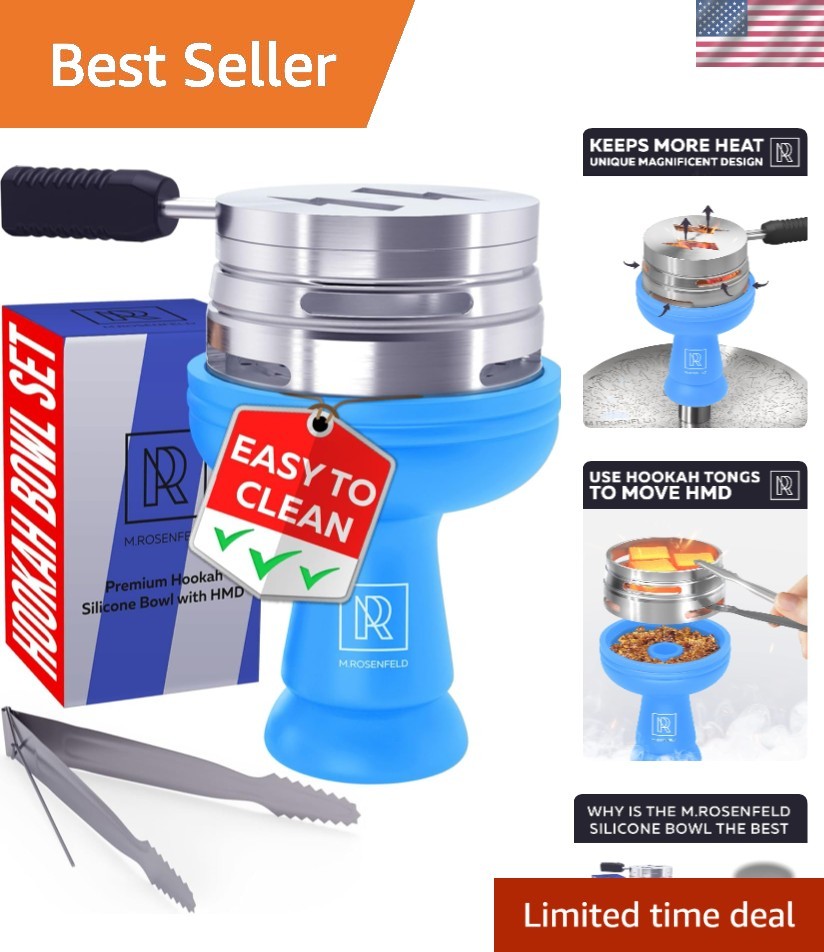 Stylish Blue Hookah Bowl with Enhanced Flavor Features – 100-Minute Sessions