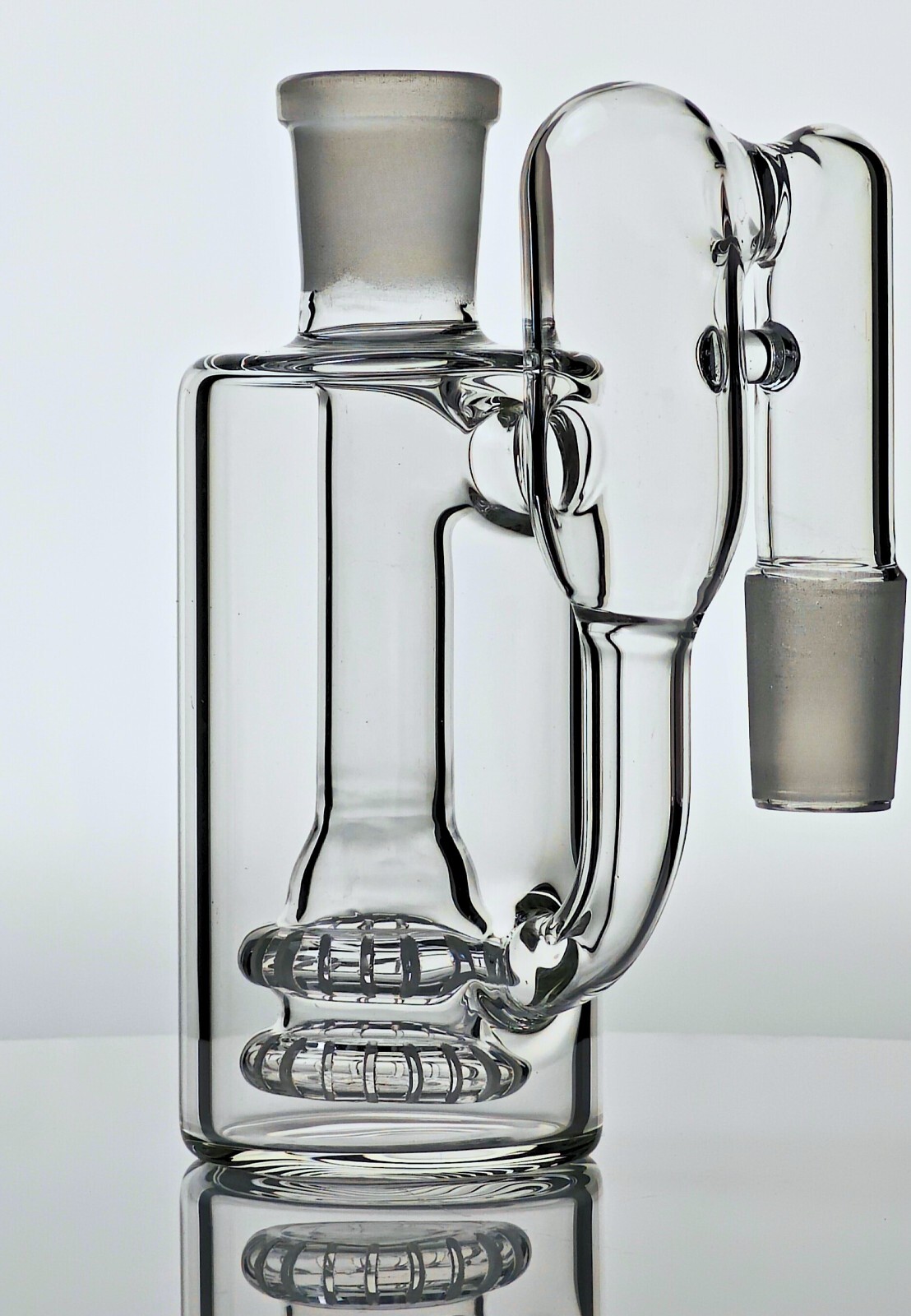 Wet Ash Catcher for Bongs – 5&Prime; Tall, For 14mm Bowls – 90°, Dual-Circular Perc