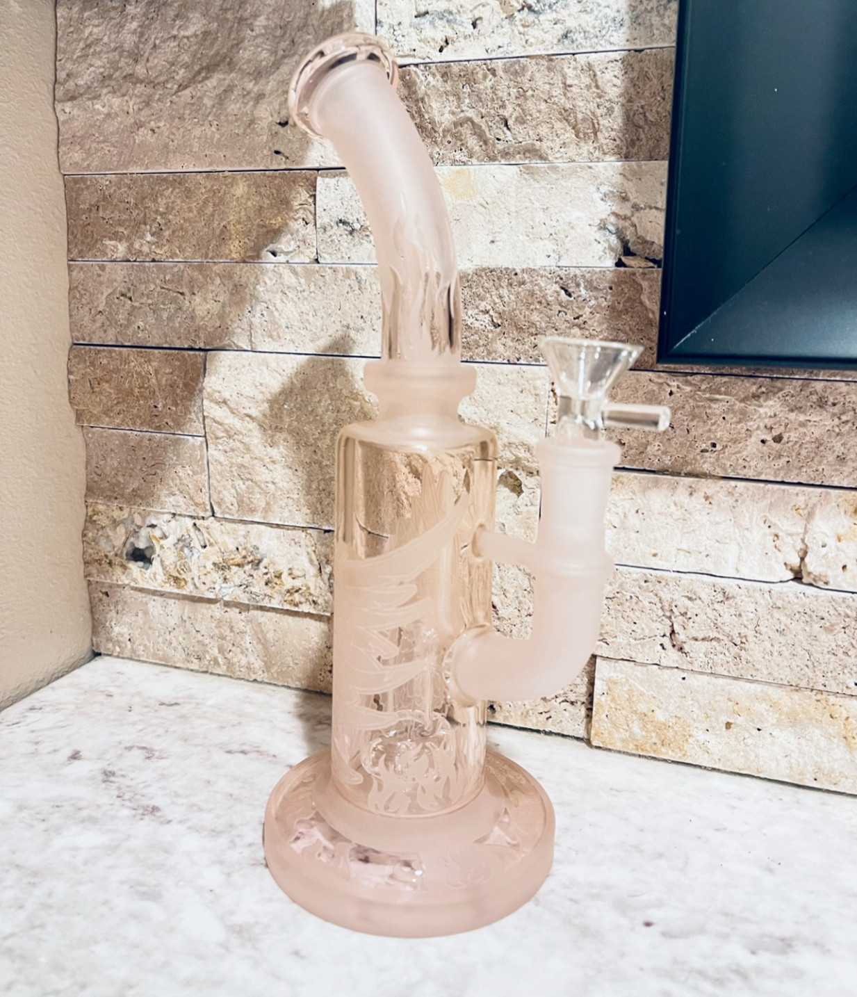 10&Prime; Premium Hookah Glass Water Bong Pink Percolator Shower Bend Phoenix💗💗💗
