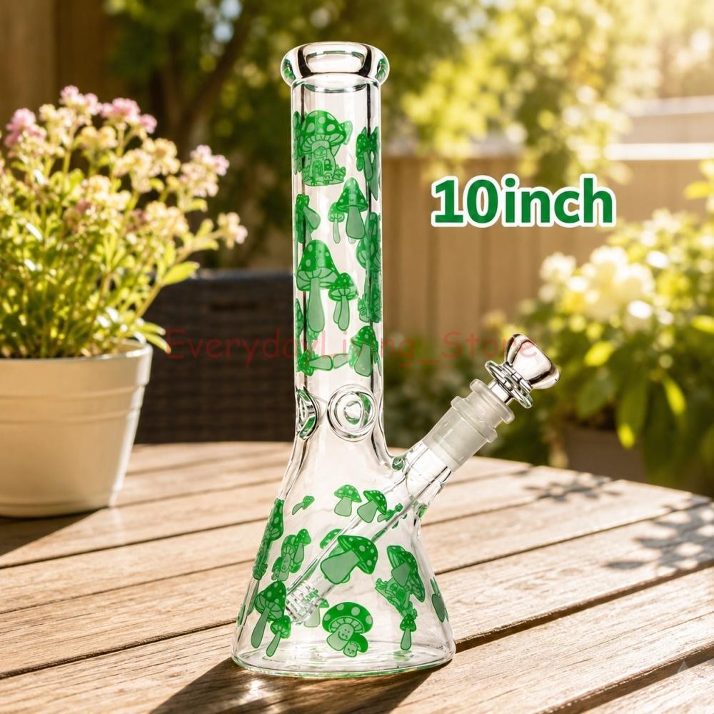 10&Prime; Glass Bong Smoking Hookah Water Pipe Heavy Tobacco Beaker With 14mm Bowl