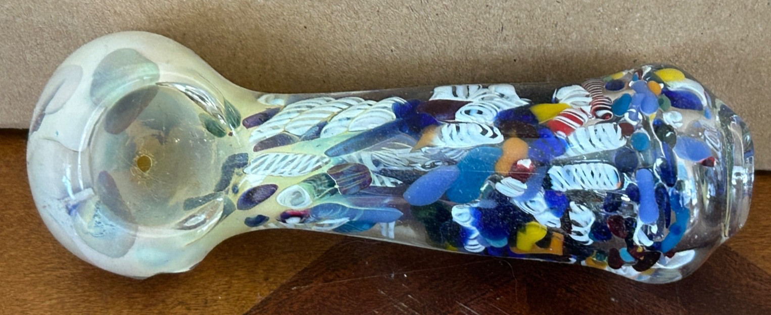 4 1/2&Prime; silver fumed confetti tobacco pipe