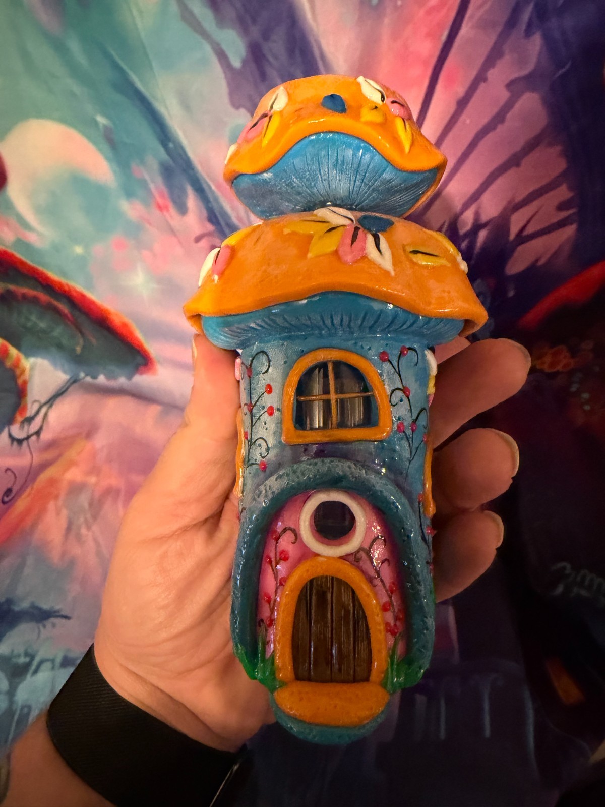 3D Bubbler Bong Glow In Dark Mushroom Design Phoenix Star Collection Water Pipe