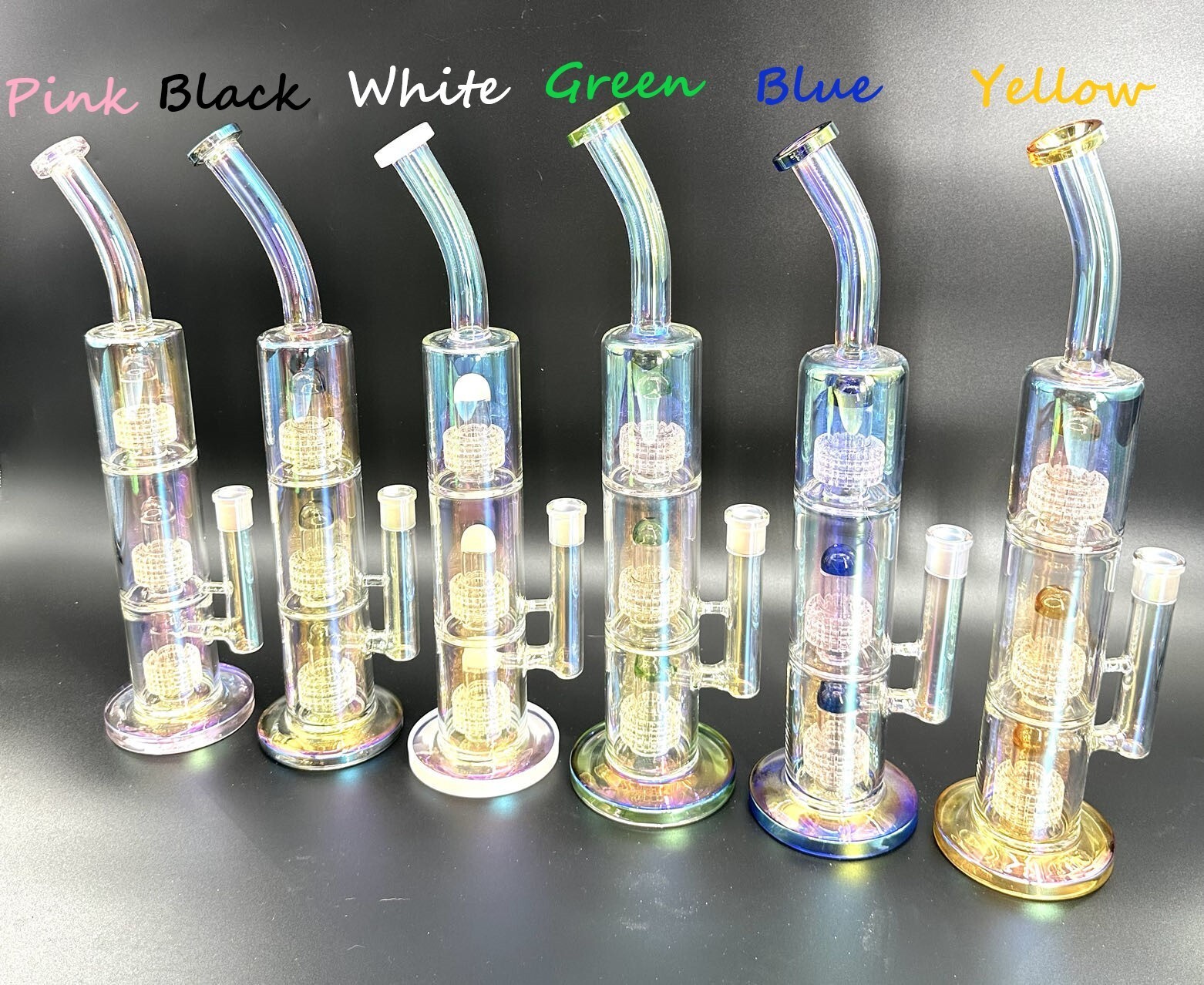 16in Heavy Thick Glass Bong Water Pipe Hookah Bongs with Skull catcher White