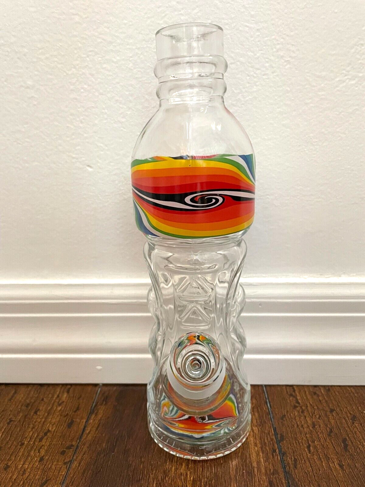 9.75” Premium Glass Water Pipe Bottle Rainbow Wave