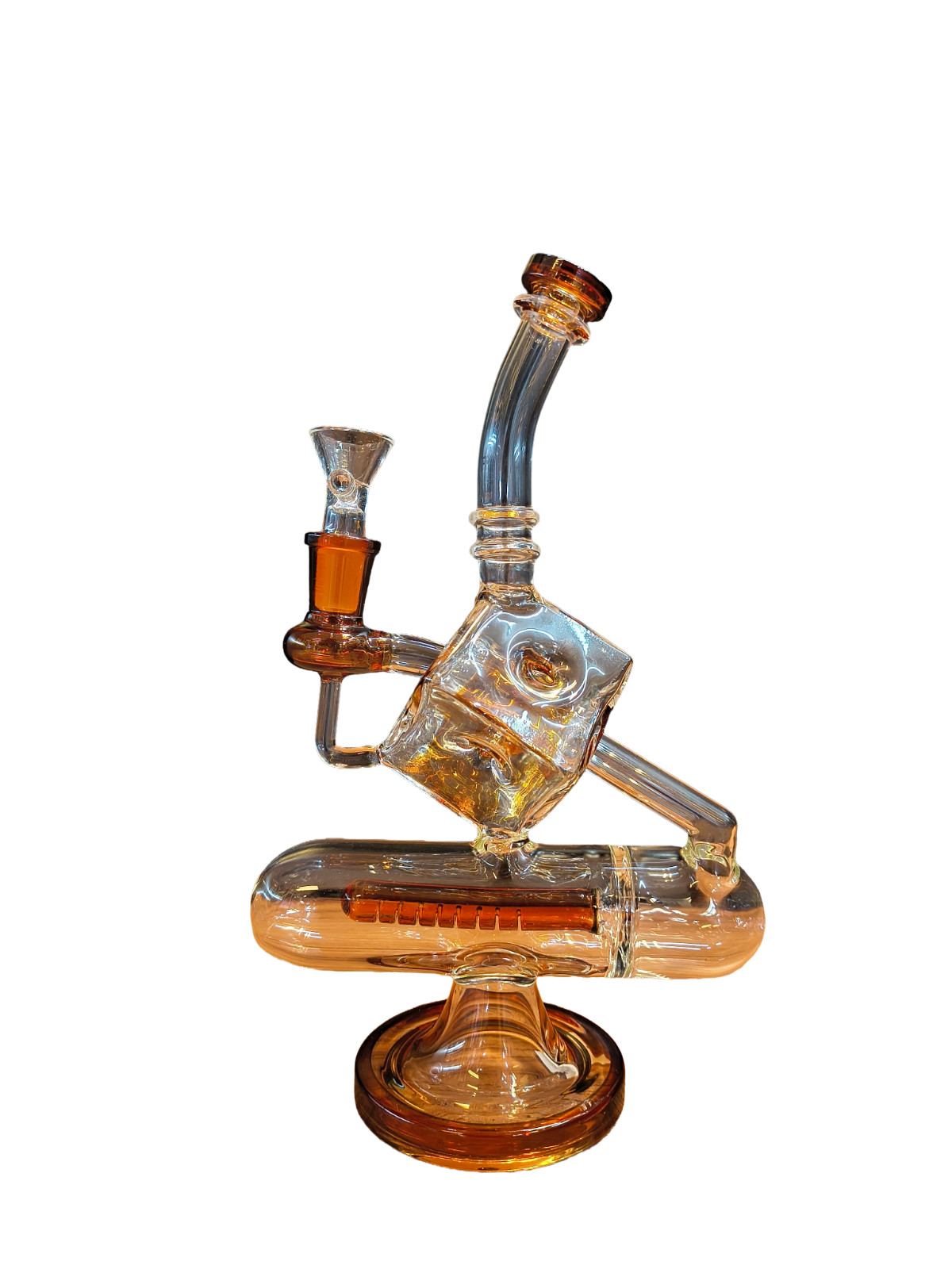 Gassy Glass Water Pipe 10in 14mm Abstract Brown