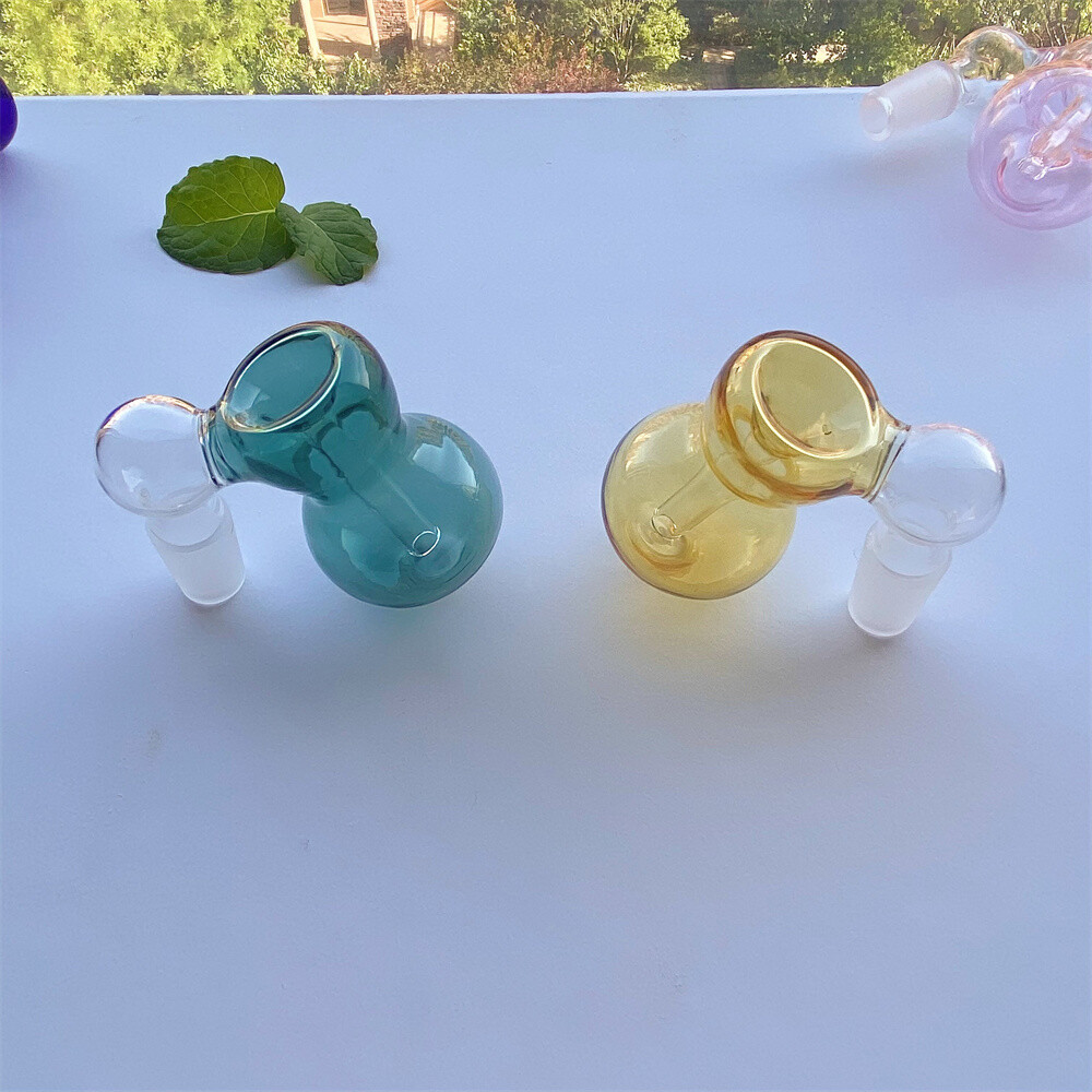 2PCS Mini 14mm Male 45° Ash Catcher Heavy Glass Bong Gourd Water Pipe Attachment