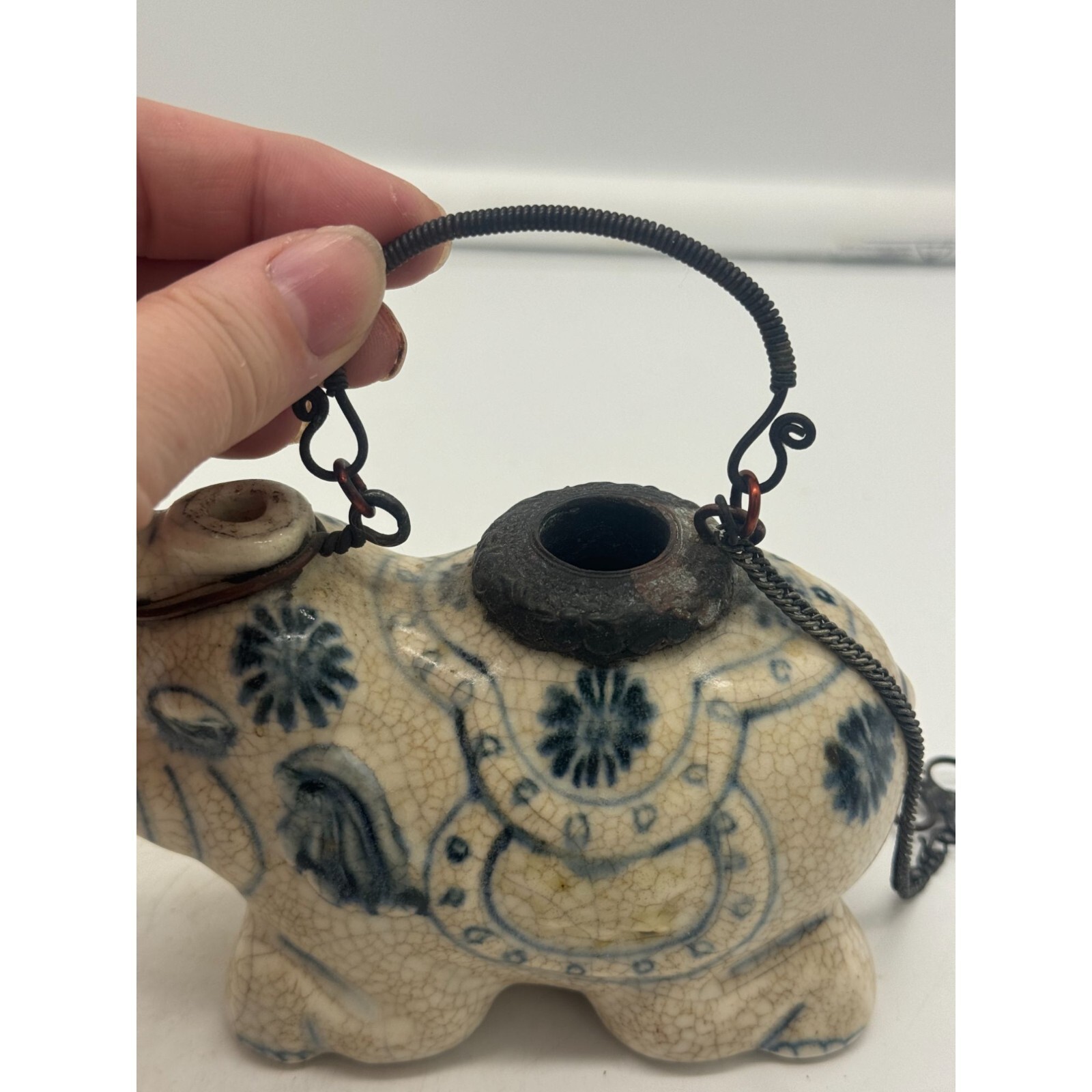 Antique Elephant Hookah Water Pipe China Tibet Medicine Smoke AS IS