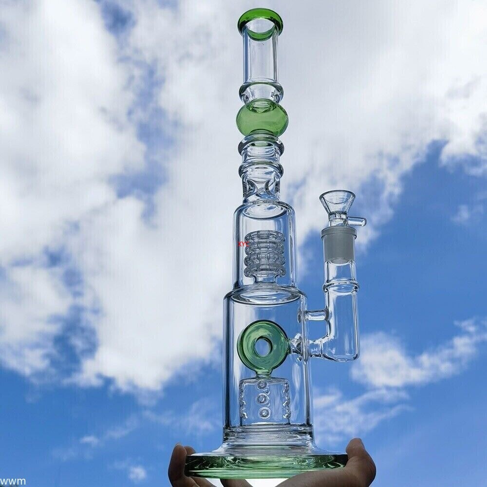 15 Inch Honeycomb Percolator Glass Bong Water Pipe Hookah Bubbler Smoking Pipe