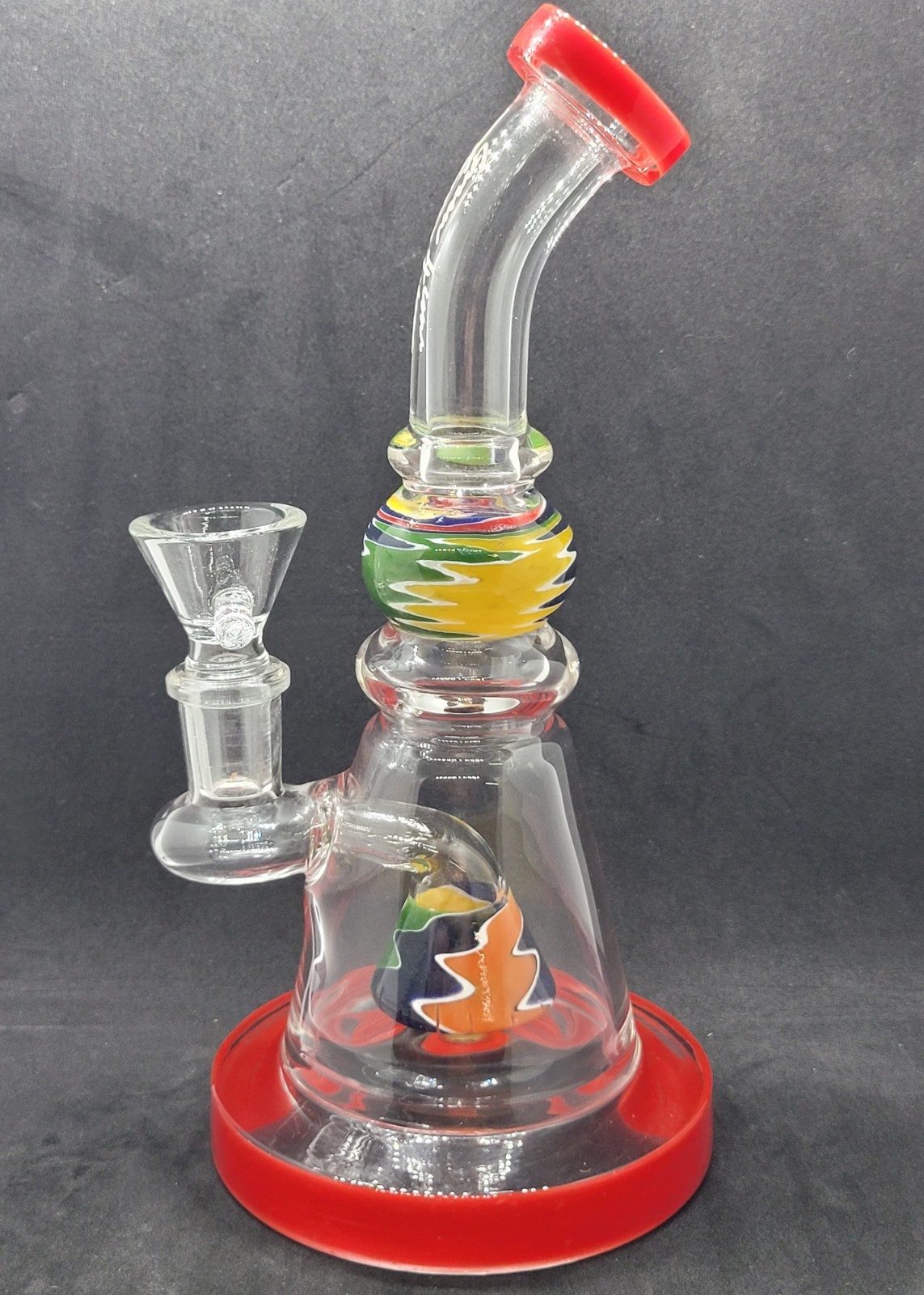 8&Prime; Wig Wag Cone Mini Glass Bong Green Lion Signature Water Pipe – Red