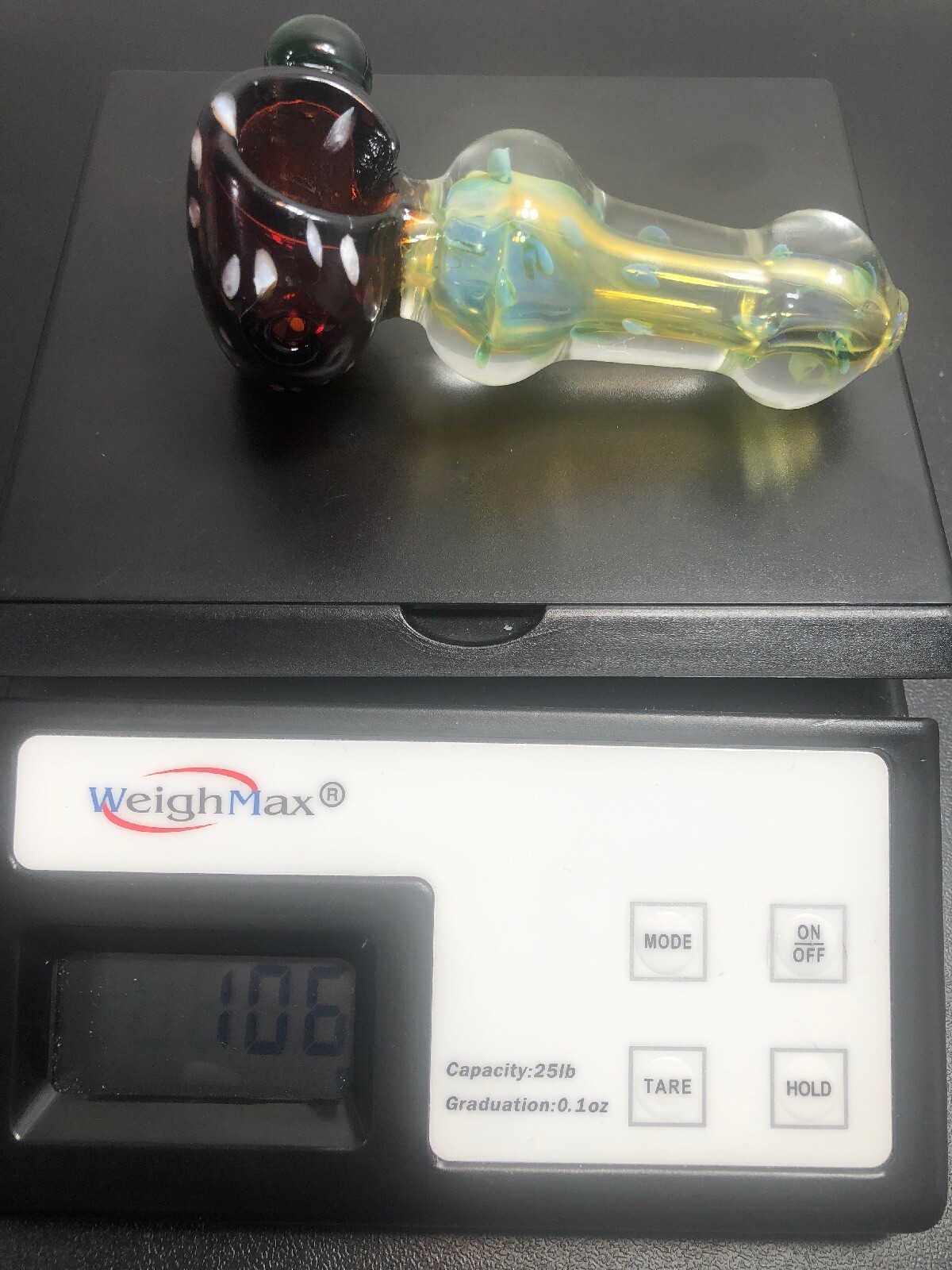 USA TOBACCO 4” SMOKING HAND PIPE BLOWN GLASS STRAWBERRY MARBLE WORK SHERLOCK